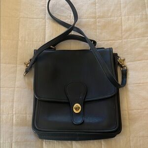 Coach Blue Shoulder Bag with Textured Leather